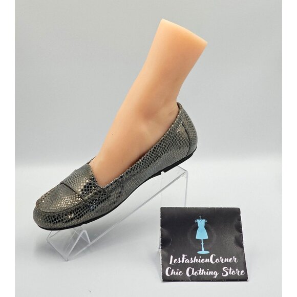 NWOB Vionic Women's Gunmetal Silver Snakeskin Chill Larrun Loafers Sz 8 2511 - Picture 14 of 16